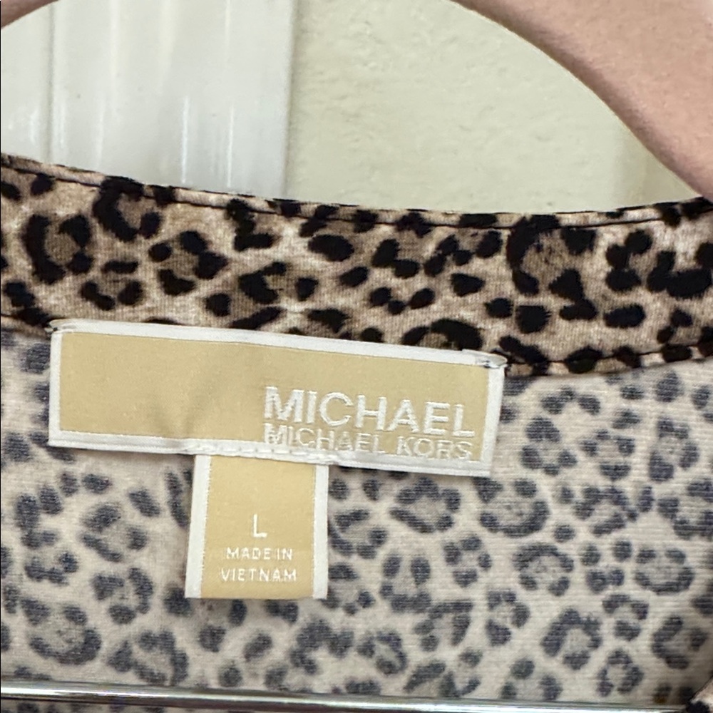 Michael Kors Leopard-Print Zip Front Blouse in Brown and Black - Picture 2 of 4